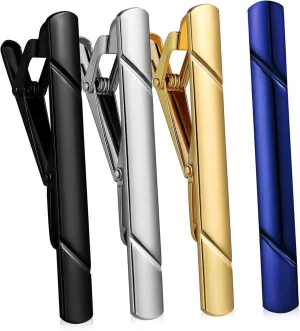FRCOLOR 4pcs Metal Tie Clips for Men Suit Tie Bars Decorative Necktie Clips in Various Colors Secure Grip for Business Wedding Banquet