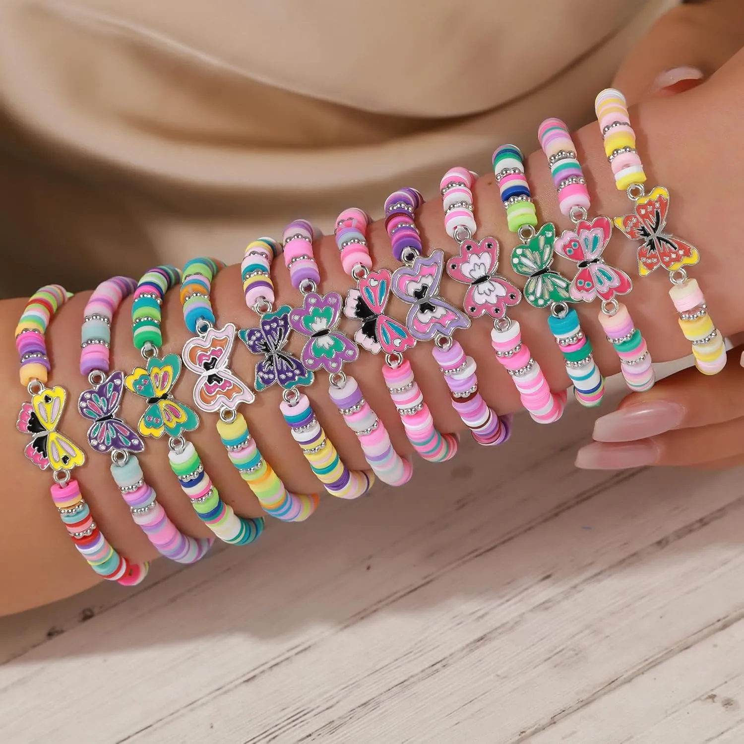 Friendship Bracelets for Women, Inspirational Preppy Bracelets Stackable, Best Friend bracelet Set, Stretch Colorful Heishi Clay Beaded Bracelets for Women