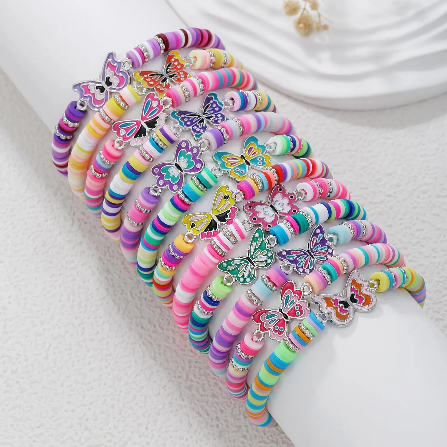 Friendship Bracelets for Women, Inspirational Preppy Bracelets Stackable, Best Friend bracelet Set, Stretch Colorful Heishi Clay Beaded Bracelets for Women