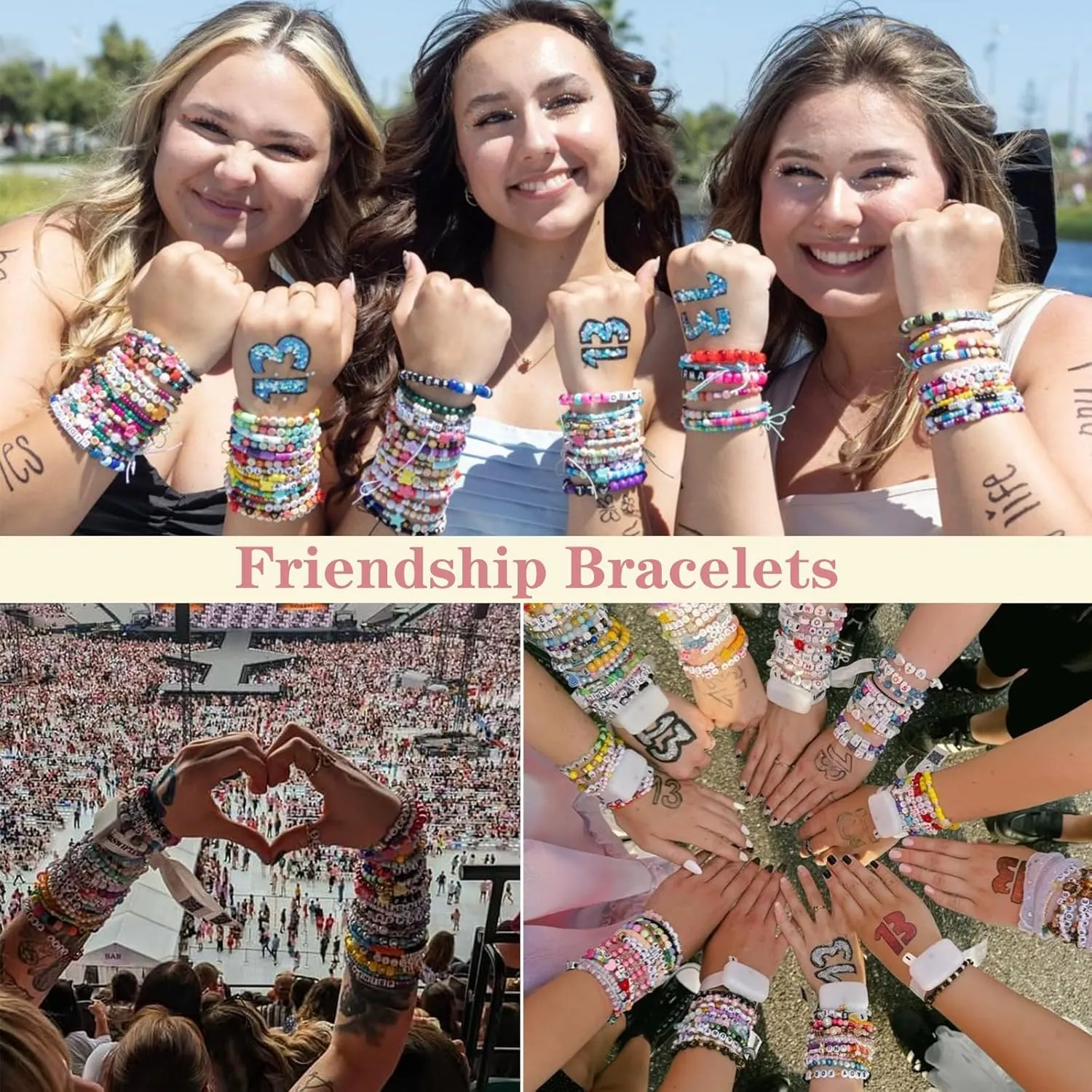 Friendship Bracelets for Women, Inspirational Preppy Bracelets Stackable, Best Friend bracelet Set, Stretch Colorful Heishi Clay Beaded Bracelets for Women
