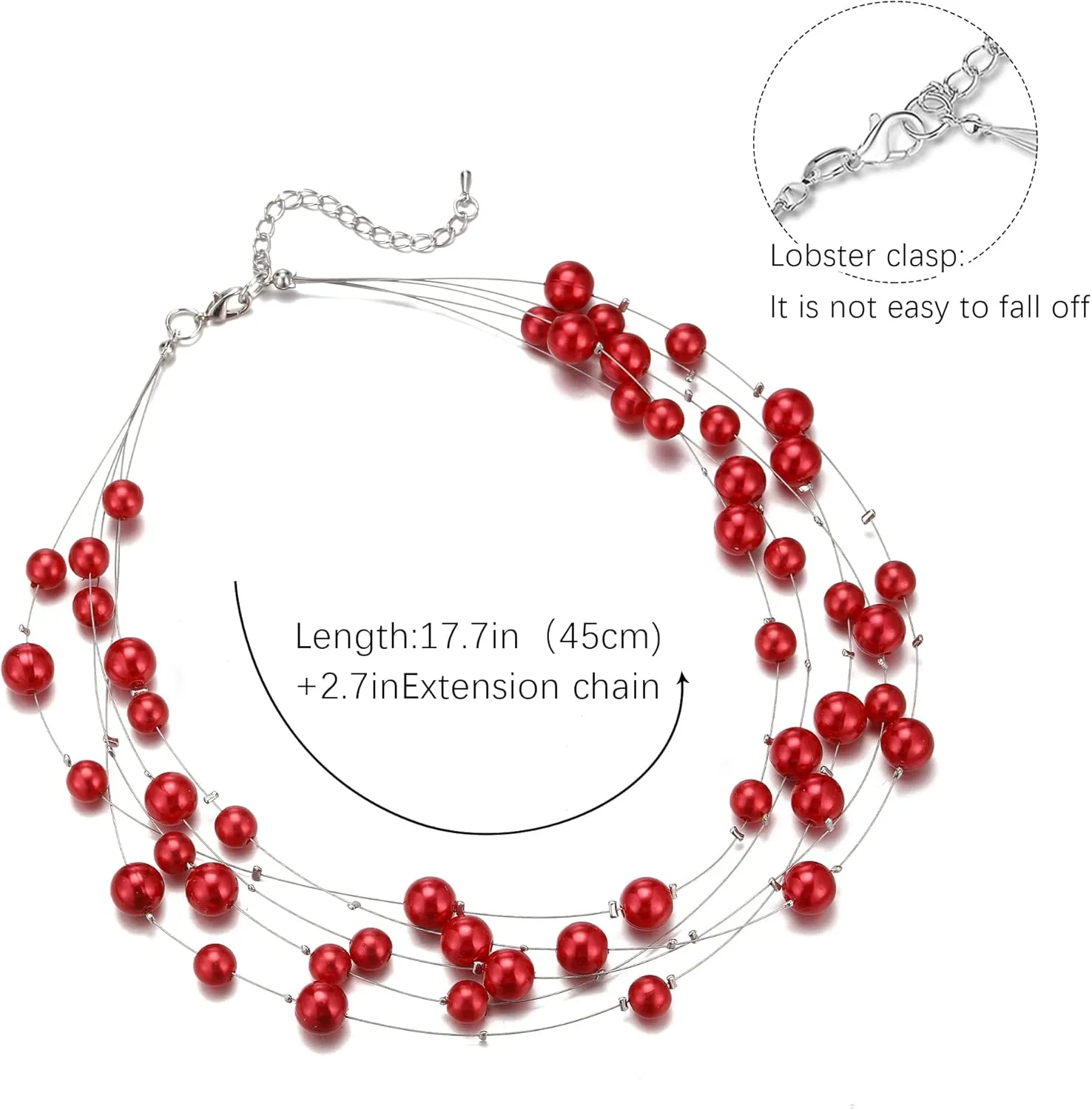 FULU AUTUMN Layered Pearl Necklace Multi-strand Pearl Choker Necklaces for Women Beaded jewelry for Wedding Parties