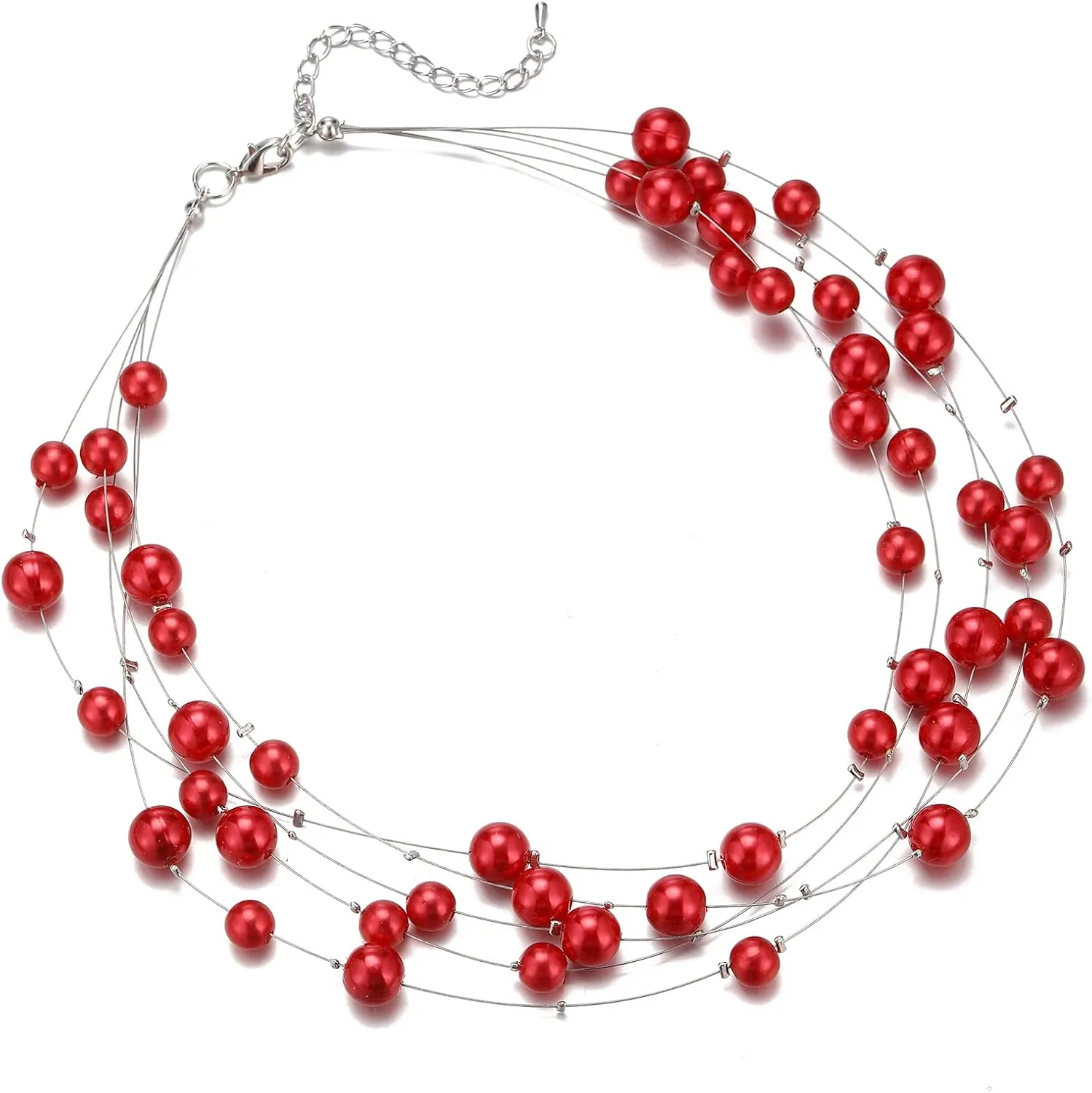 FULU AUTUMN Layered Pearl Necklace Multi-strand Pearl Choker Necklaces for Women Beaded jewelry for Wedding Parties
