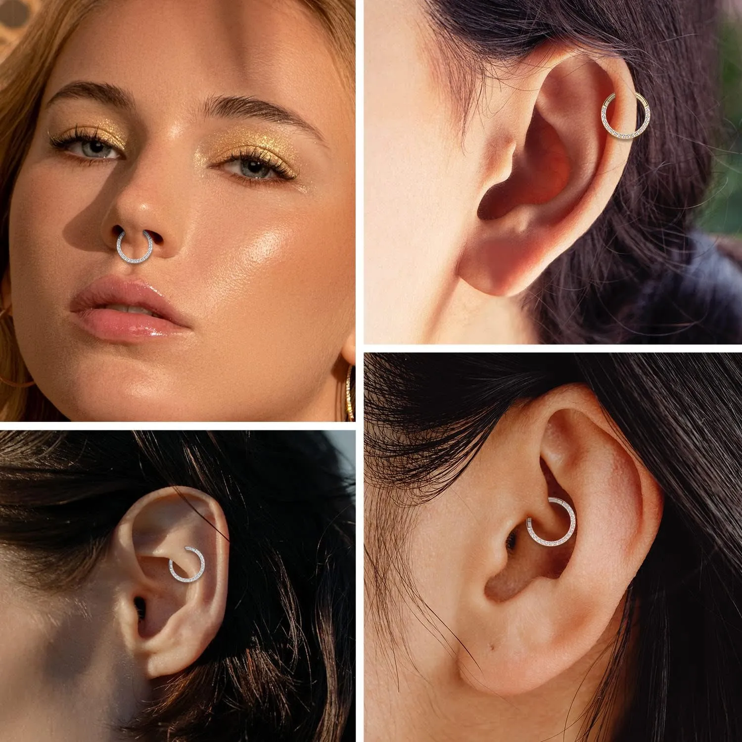 FUNLMO Septum Ring Daith Rook Helix Conch Tragus Piercing Jewelry 316L Surgical Steel Nose Ring Hoop Cartilage Earring 20G 18G 16G 14G