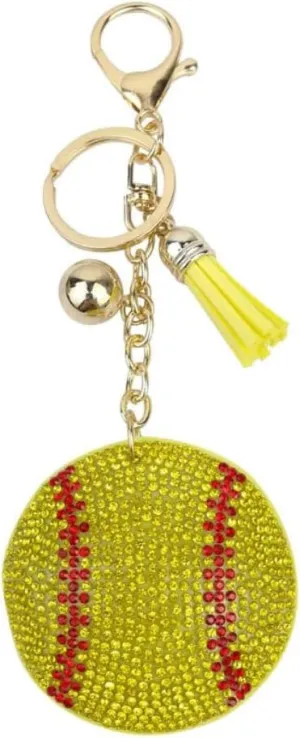 Fuqimanman2020 Sparkling Baseball Football Keychain Rhinestone Sport Ball Keyring Keychain Accessories For Backpack Purse