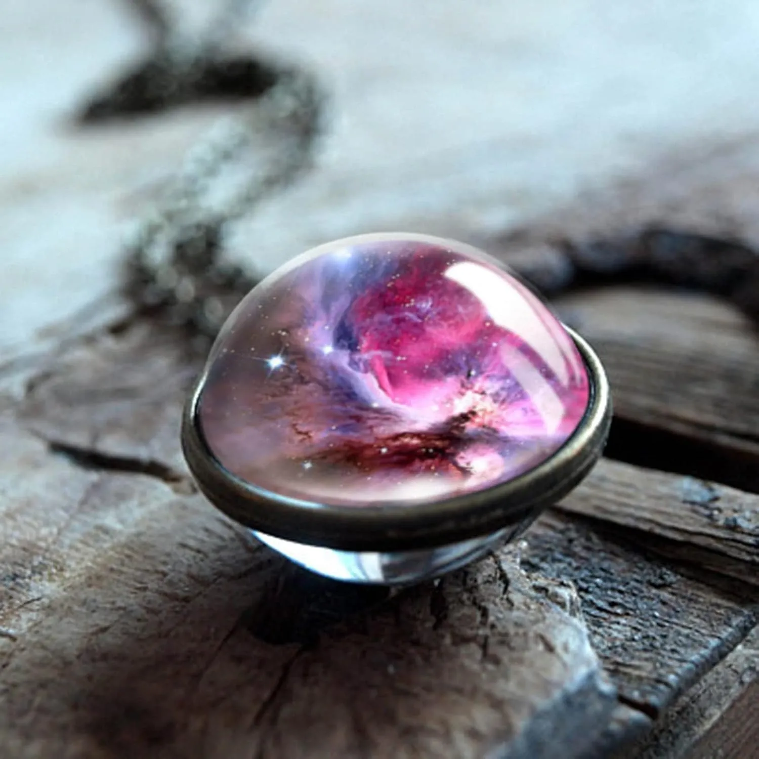Galaxy Pendant Necklaces Nebula Double Sided Outer Space Glass Planet Necklace for Women Men Earth Globe Universe Jewelry Christmas Gifts