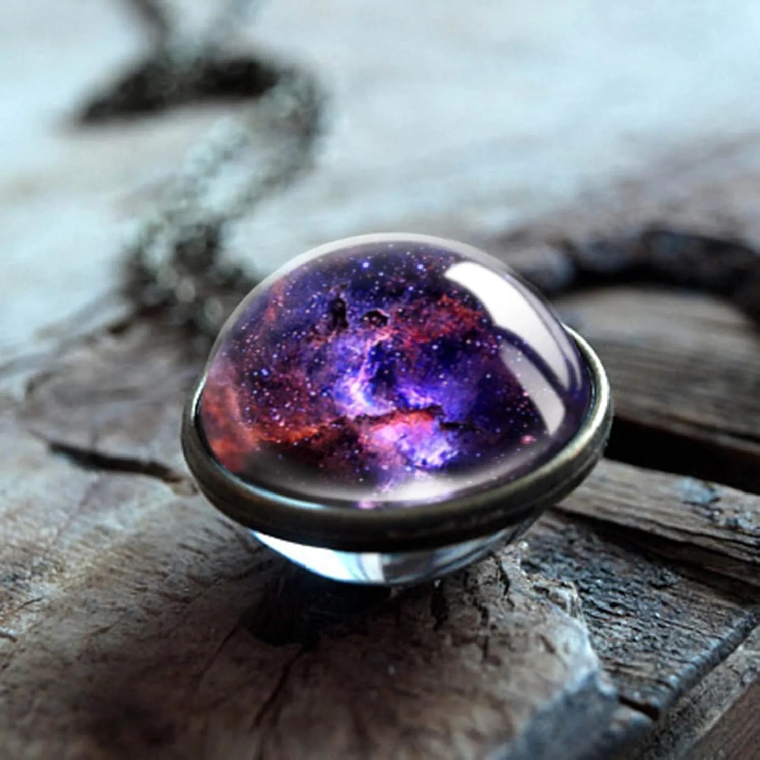 Galaxy Pendant Necklaces Nebula Double Sided Outer Space Glass Planet Necklace for Women Men Earth Globe Universe Jewelry Christmas Gifts