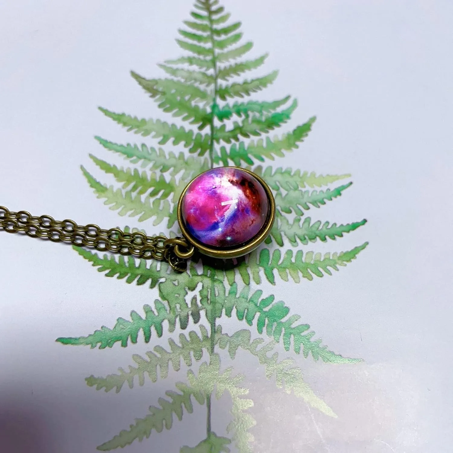 Galaxy Pendant Necklaces Nebula Double Sided Outer Space Glass Planet Necklace for Women Men Earth Globe Universe Jewelry Christmas Gifts
