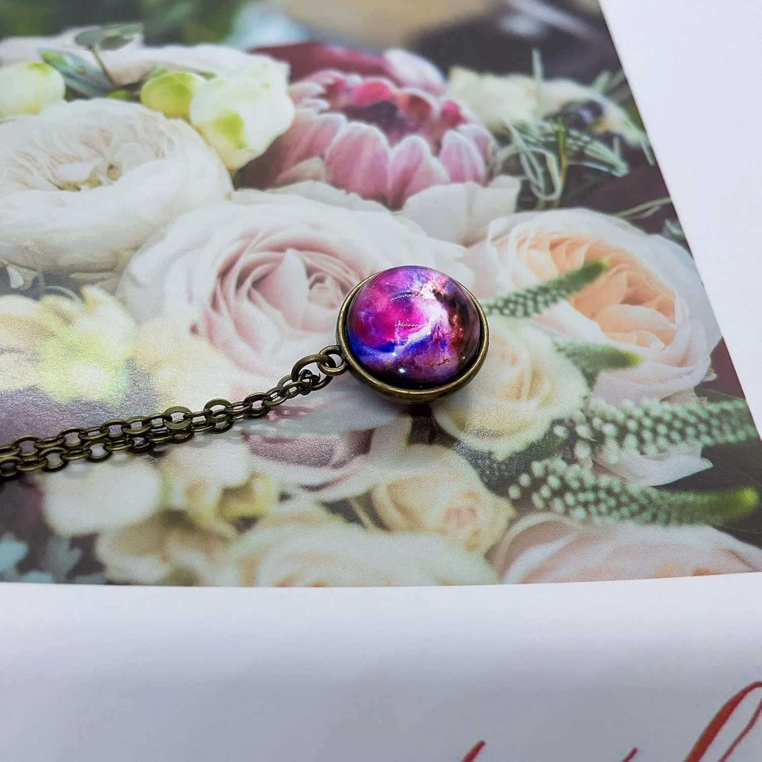 Galaxy Pendant Necklaces Nebula Double Sided Outer Space Glass Planet Necklace for Women Men Earth Globe Universe Jewelry Christmas Gifts