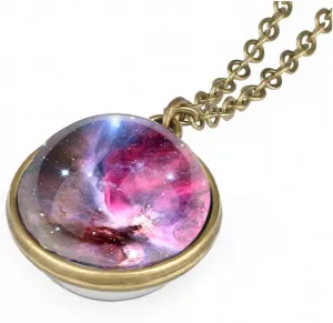 Galaxy Pendant Necklaces Nebula Double Sided Outer Space Glass Planet Necklace for Women Men Earth Globe Universe Jewelry Christmas Gifts