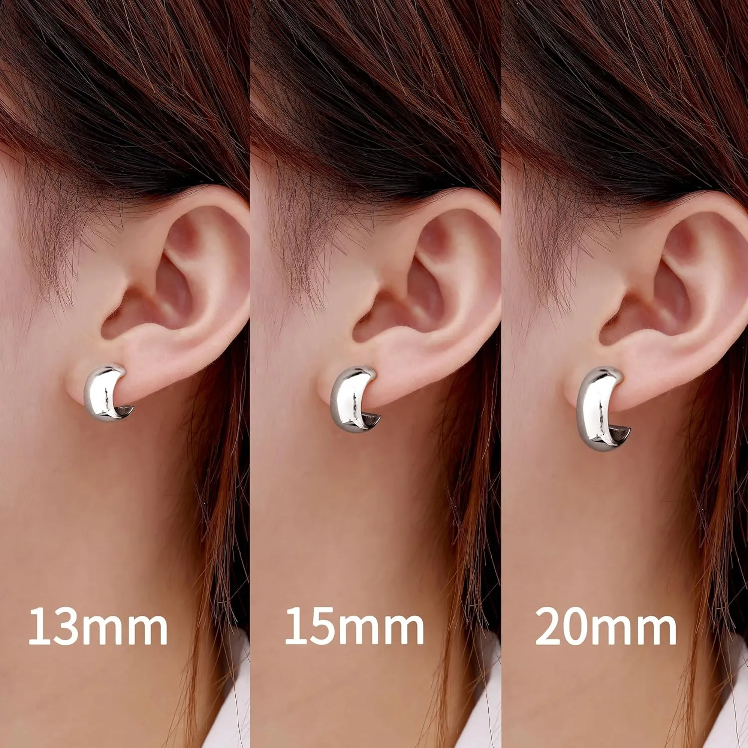 Gamicy Small Gold Hoop Earrings for Women with 925 Stering Silver Post, 14K Real Gold Plated Chunky Lightweight Hoops Earrings