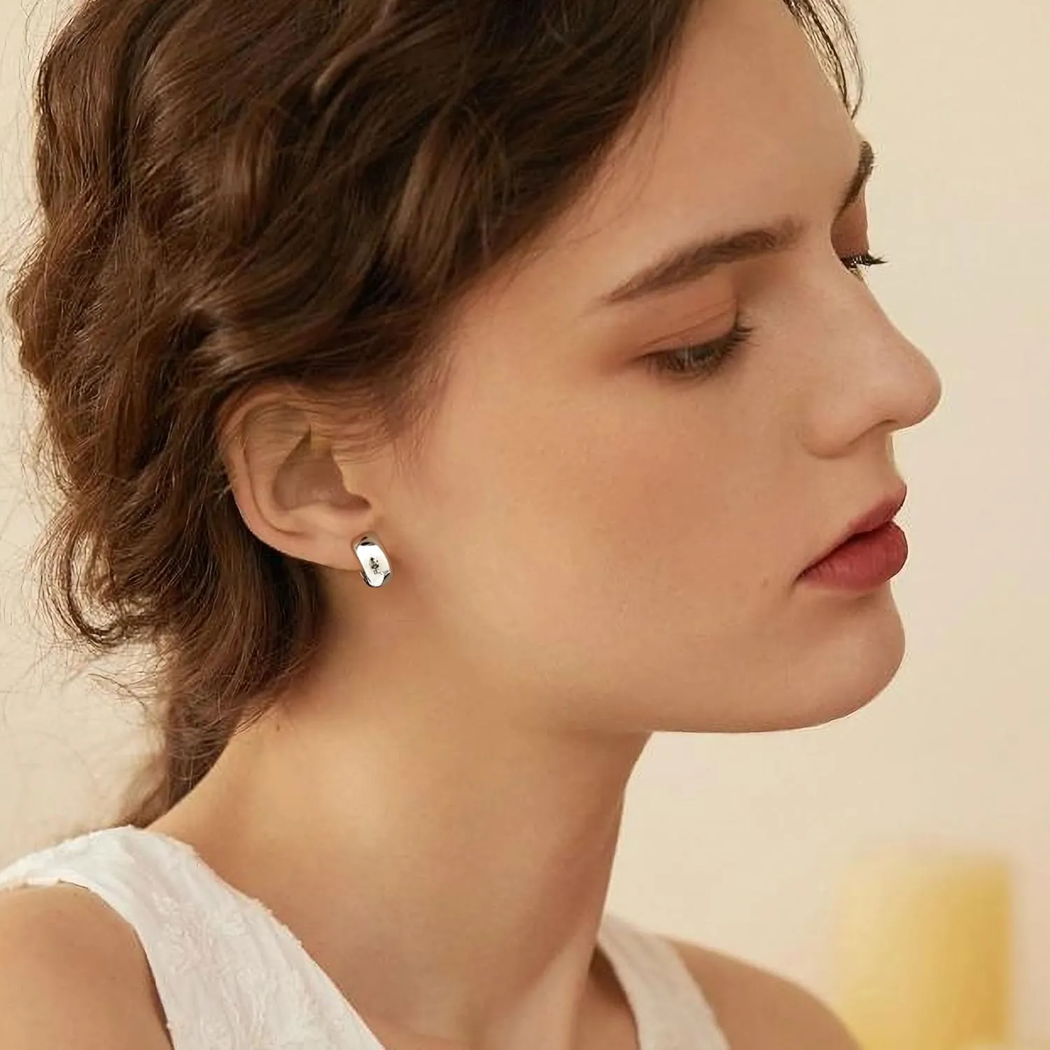 Gamicy Small Gold Hoop Earrings for Women with 925 Stering Silver Post, 14K Real Gold Plated Chunky Lightweight Hoops Earrings