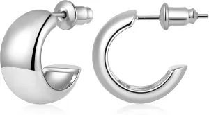 Gamicy Small Gold Hoop Earrings for Women with 925 Stering Silver Post, 14K Real Gold Plated Chunky Lightweight Hoops Earrings