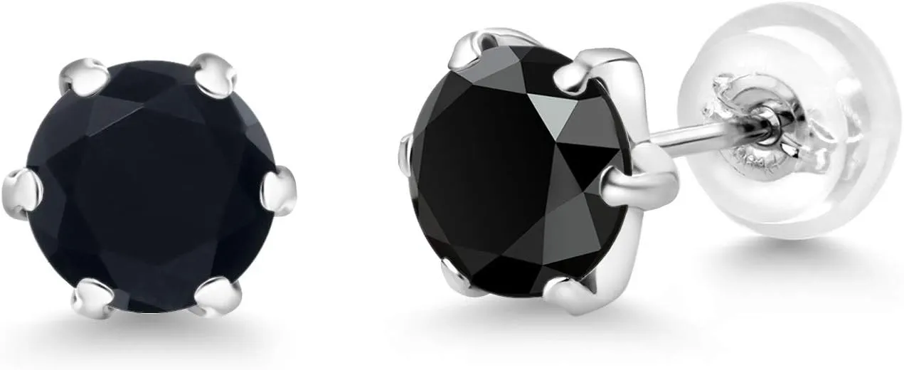 Gem Stone King 6MM Round Gemstone Birthstone Stud Earrings For Women | Pure PT900 Platinum 900 Six Prong | Platinum Earrings For Women Men