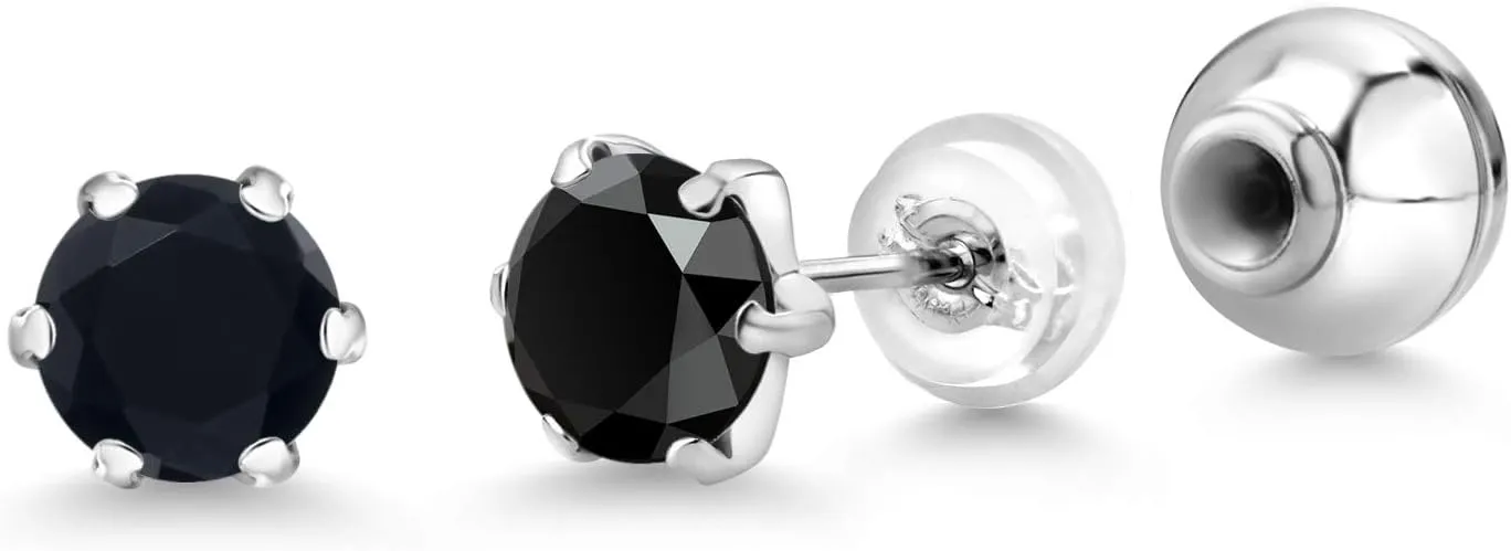 Gem Stone King 6MM Round Gemstone Birthstone Stud Earrings For Women | Pure PT900 Platinum 900 Six Prong | Platinum Earrings For Women Men