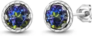 Gem Stone King Round 6MM Gemstone Birthstone Stud Earrings For Women Men | 925 Sterling Silver | Fine Jewelry Gifts for Her Mom Women Wife