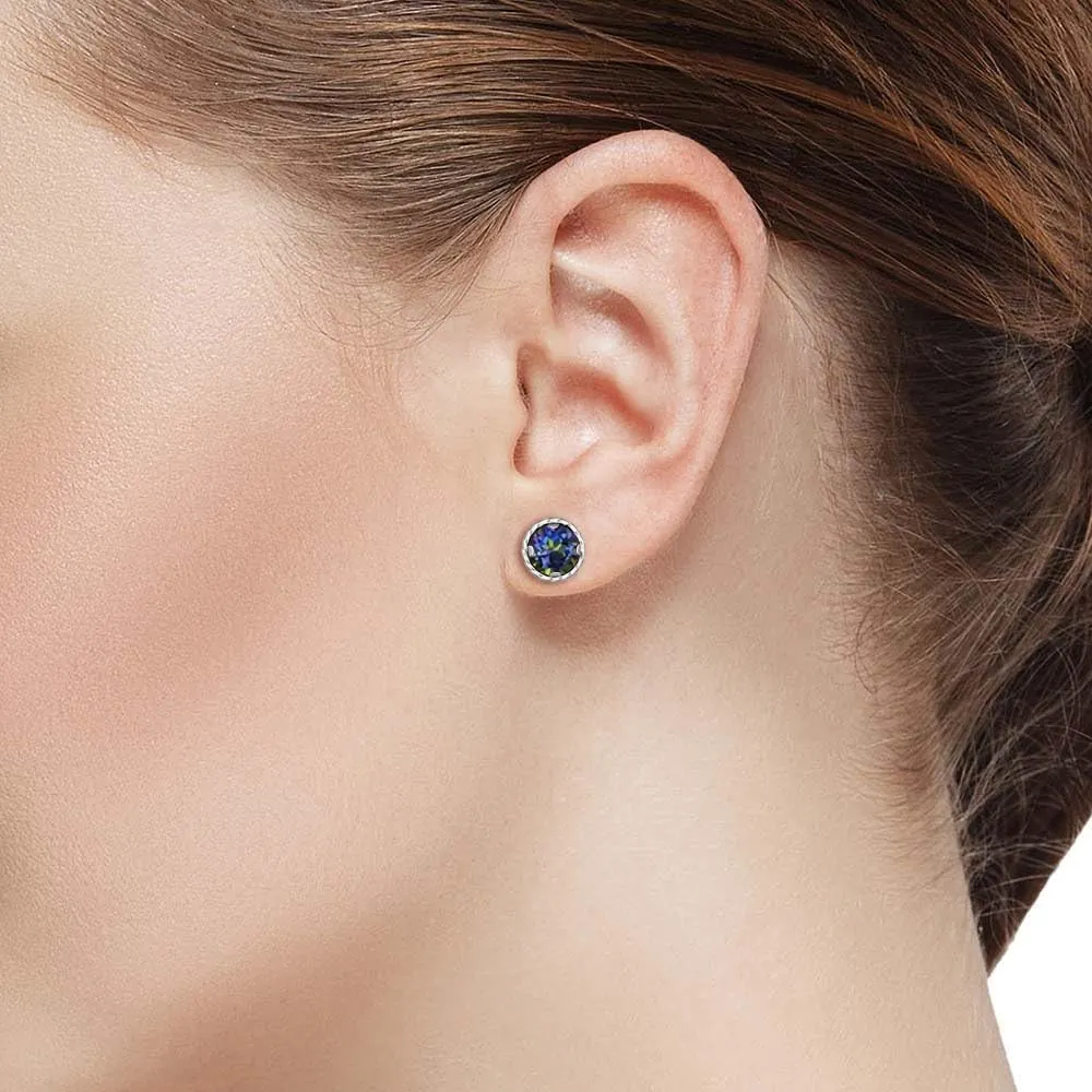 Gem Stone King Round 6MM Gemstone Birthstone Stud Earrings For Women Men | 925 Sterling Silver | Fine Jewelry Gifts for Her Mom Women Wife