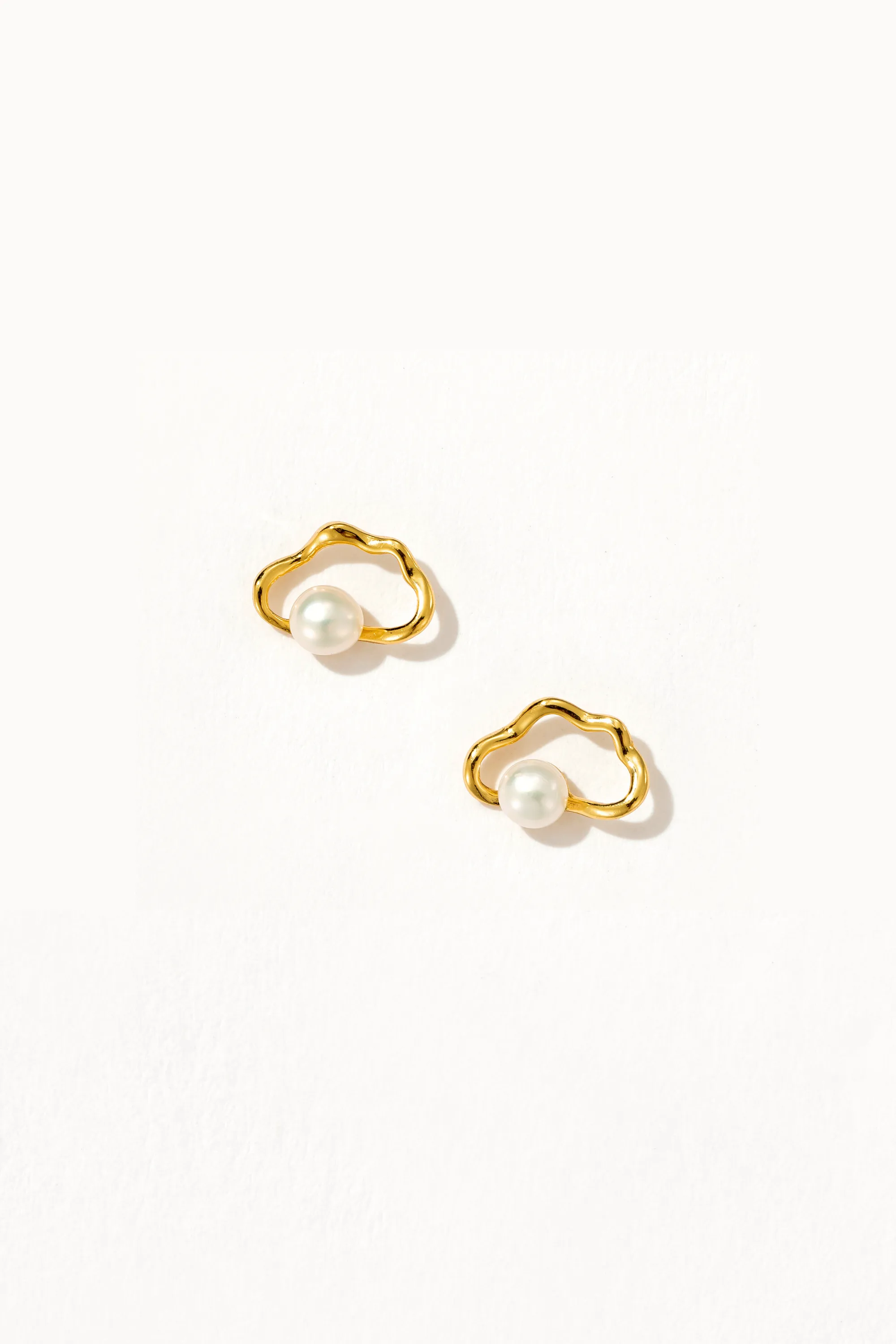 Geometric Tiny Pearl Stud Earrings