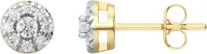 Gilded Lab-Grown Diamond Stud Plus Round Halo Earrings for Women, Round Cut, 4-Prong, Push Back, 925 Sterling Silver or 14KTGold-Plated, F Color SI1
