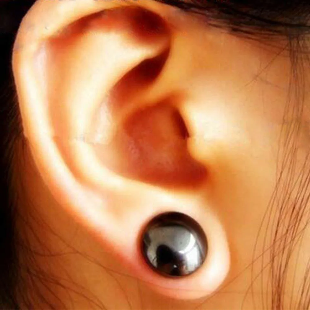 Glamza 2 in 1 Black Ear Studs and Magnetic Slimming Studs