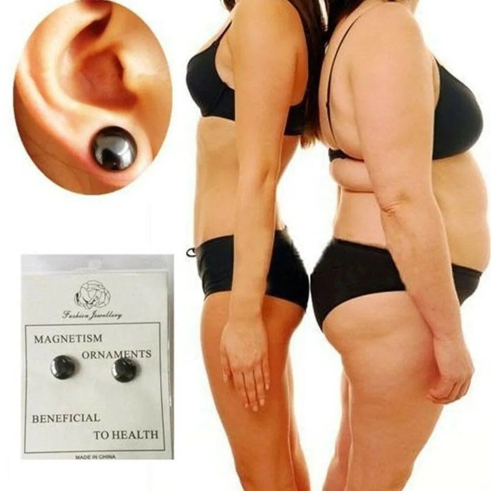 Glamza 2 in 1 Black Ear Studs and Magnetic Slimming Studs