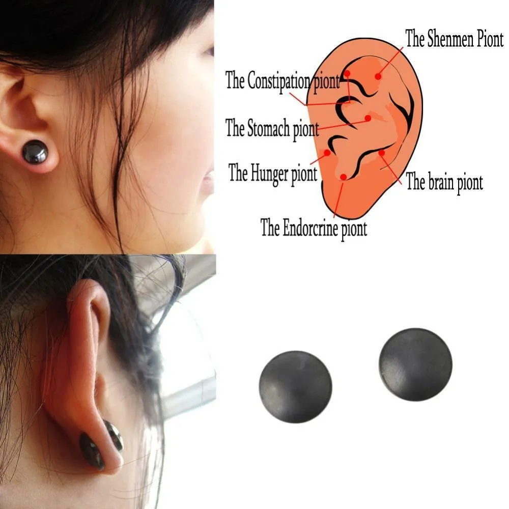 Glamza 2 in 1 Black Ear Studs and Magnetic Slimming Studs