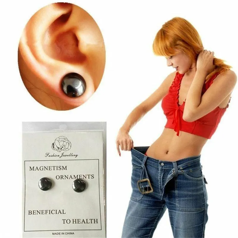 Glamza 2 in 1 Black Ear Studs and Magnetic Slimming Studs
