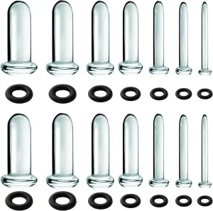 Glass Ear Gauges Stretching Kit 7Pairs/14Pcs Comfy Pain-free Glass Ear Expander Full Size Ear Gauges Tunnels Plugs Transparent glass Pierced Ear Lobe Stretching Kits