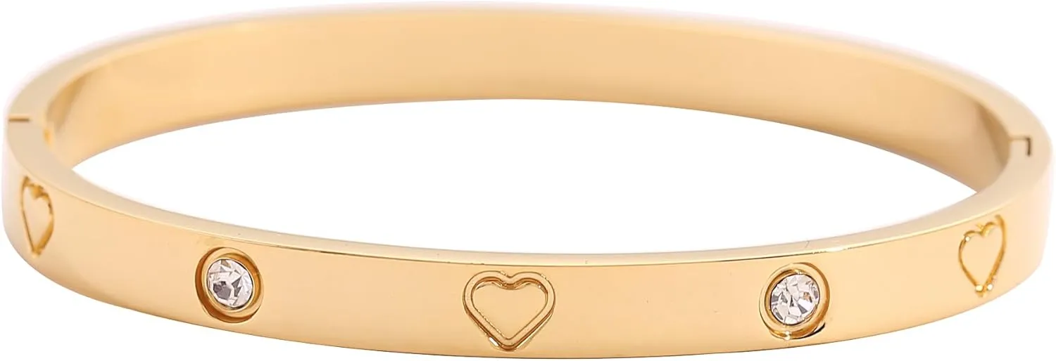 Gold Bracelets for Women,14K Gold Plated Friendship Love Bracelets for Women Stainless Steel Bangle Bracelets Jewelry Gift