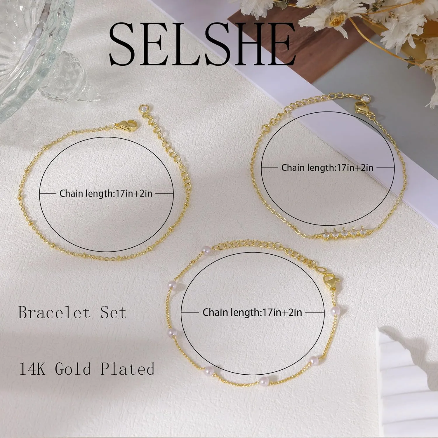Gold Bracelets For Women,Fashion 14k Gold Plated Charm Chain Bracelet Stack Cute Tennis Paperclip Cross Bracelet Set Gold Stackable Bracelets For Women Non Tarnish Beach Jewelry