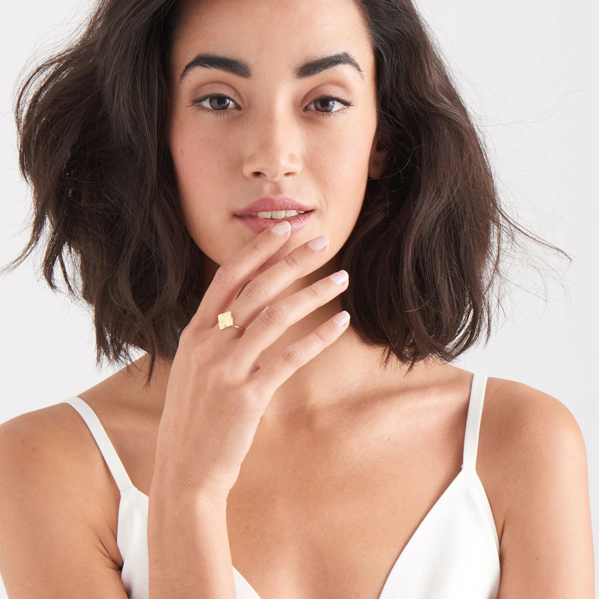 Gold Crush Square Adjustable Ring