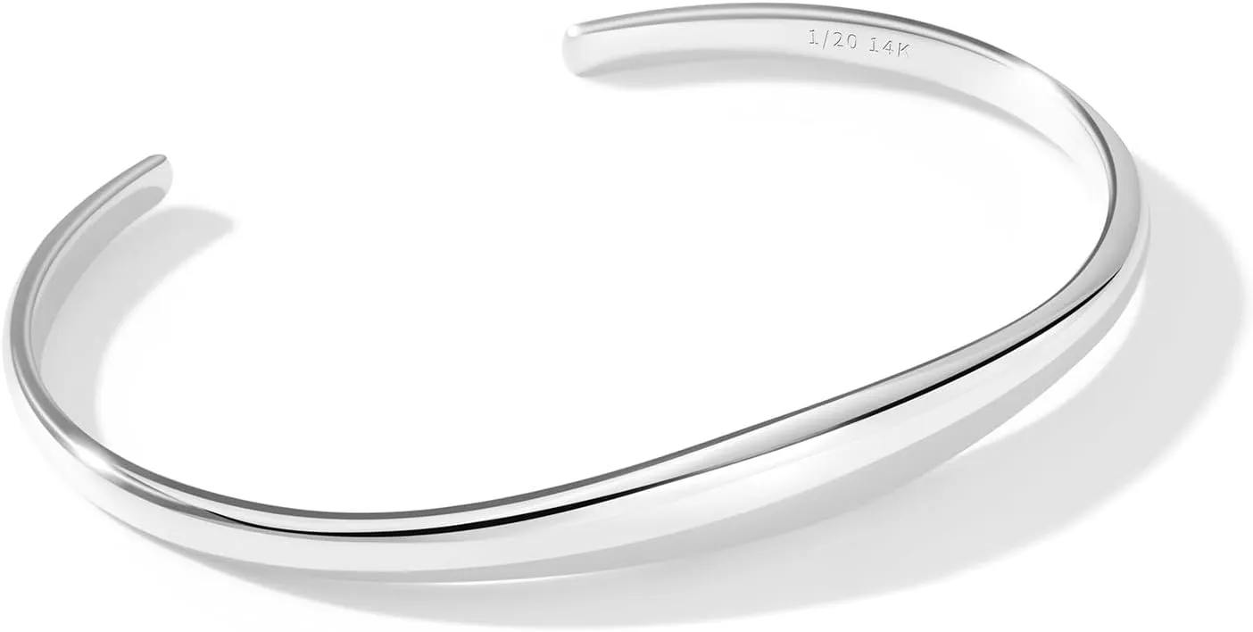Gold Cuff Bracelets Stackable Plain Dome Adjustable Open Bracelets for Women Classic Dainty Cute Oval Lightweight Polished Bracelet Gold and Silver