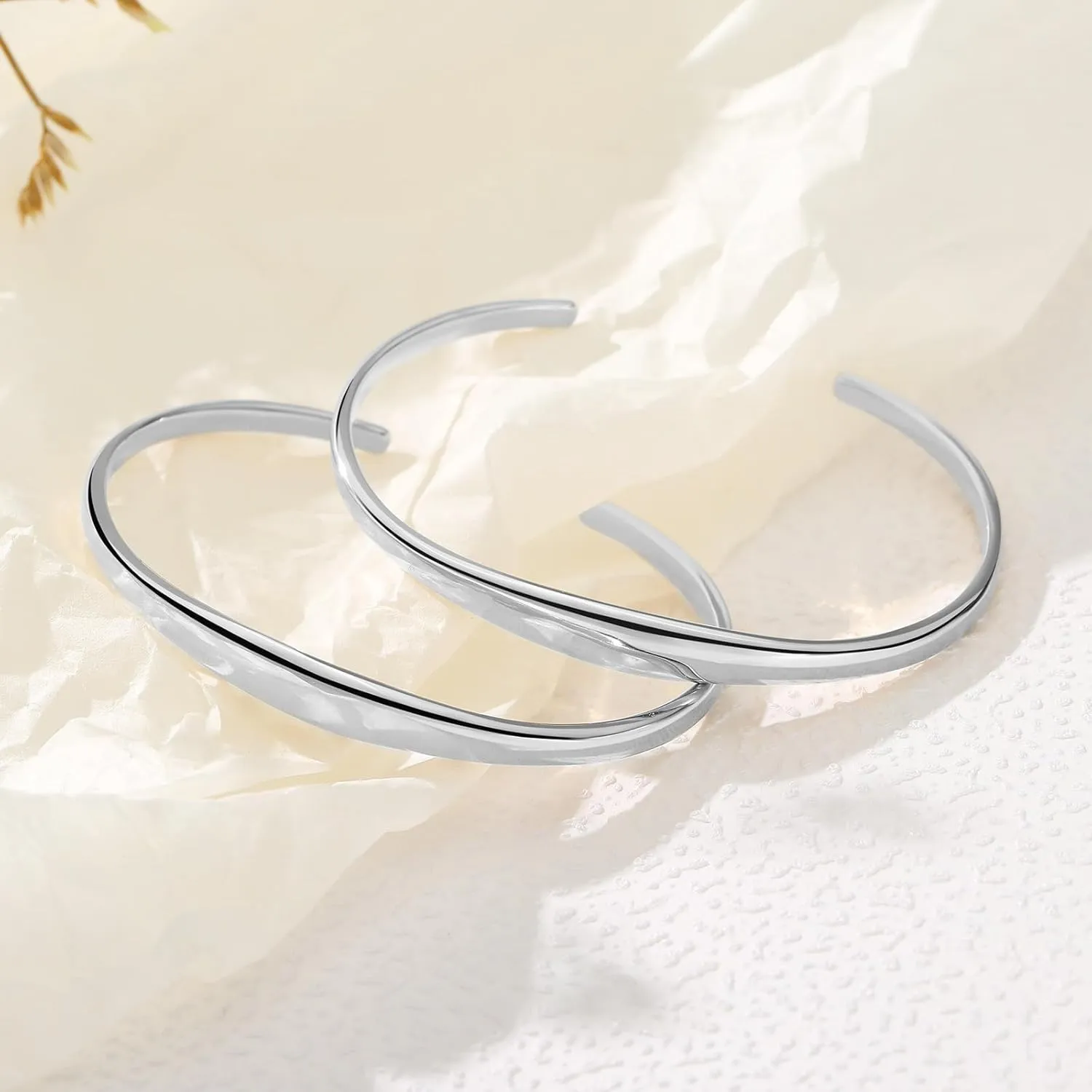Gold Cuff Bracelets Stackable Plain Dome Adjustable Open Bracelets for Women Classic Dainty Cute Oval Lightweight Polished Bracelet Gold and Silver