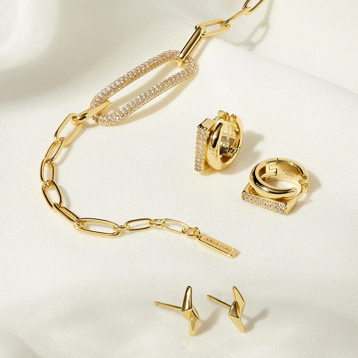 Gold Double Spike Stud Earrings
