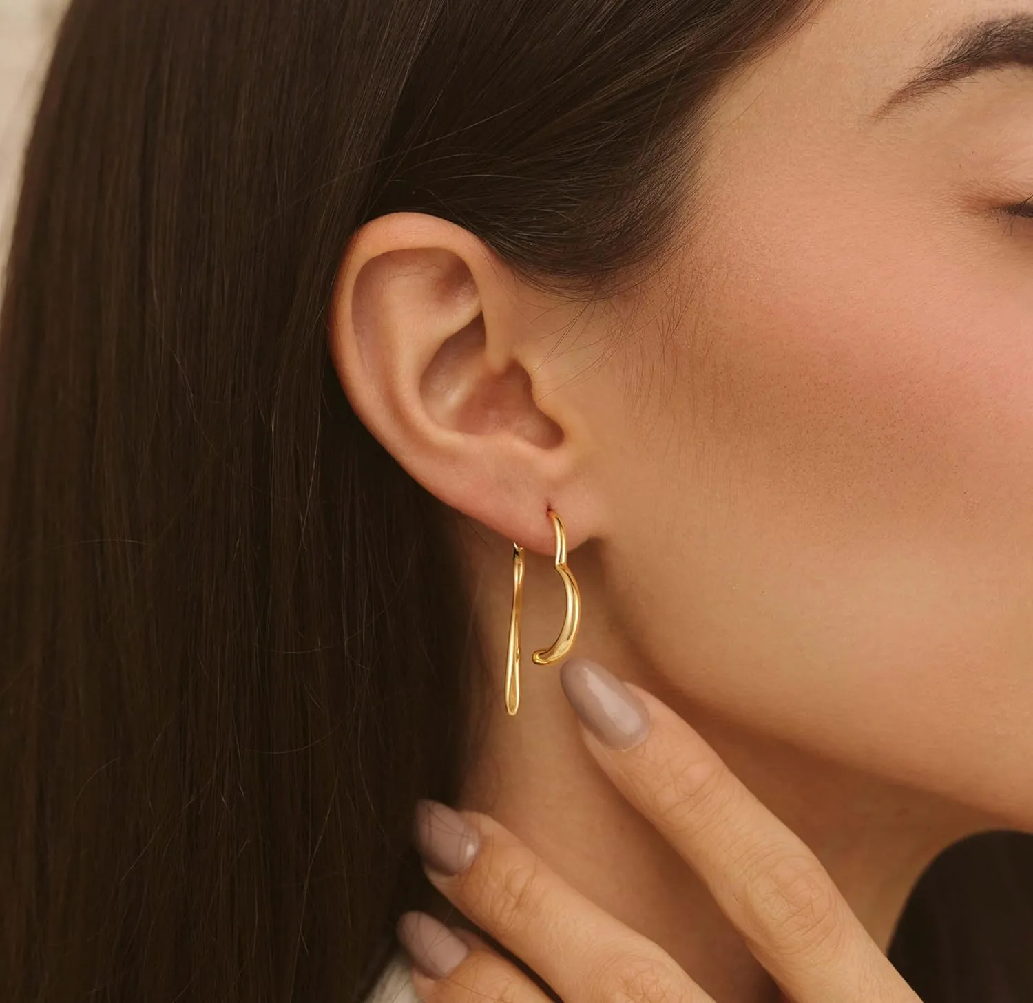 Gold Earrings for Women, Large Open Earrings 14K Gold Plated Smiple Hypoallergenic Trendy Statement Dangle Earrings Gold Dainty Geometric Rectangle Drop Stud Earrings Piercing Jewelry