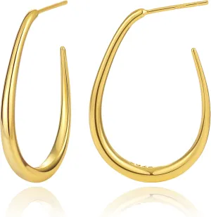 Gold Hoop Earrings for Women Trendy, 18K Gold Vermeil/14K Gold Plated Over 925 Sterling Silver Hypoallergenic Post Earrings Non Tarnish, Lightweight Dainty Statement Jewelry for Girls Mom