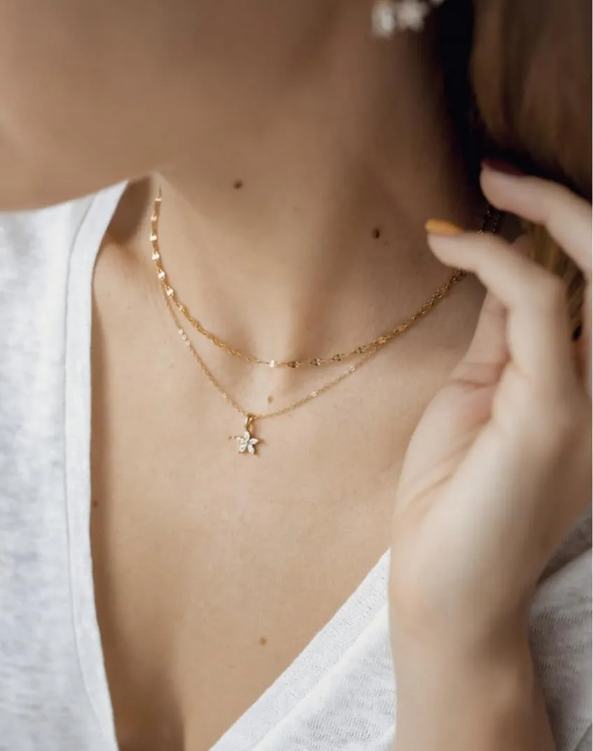 Gold Necklace for Women 14K Gold Silver Plated Dainty Diamond Rhinestone Necklace Simple Gold Chain Cubic Zirconia Necklaces Set Trendy CZ Solitaire Pendant Choker Cute Jewelry Gifts