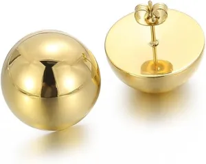 Gold Silver Half Ball Stud Earrings High Polished Round Earrings Trendy Jewelry for Women 20mm/18MM/16MM/12MM Balls