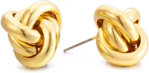 Gold Silver Knot Stud Earrings for Women Statement Button Stud Earrings Minimalist Small Earrings