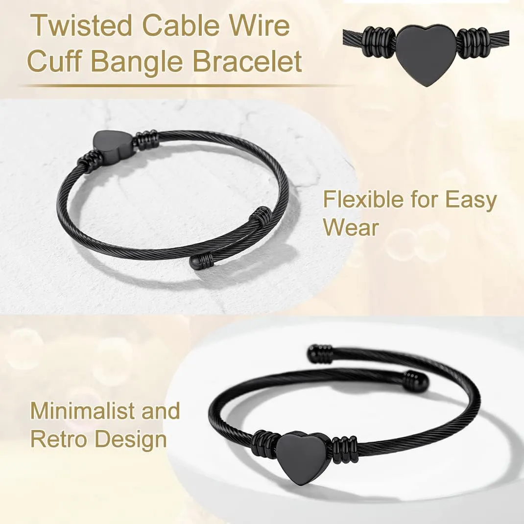 GOLDCHIC JEWELRY Personalized Heart Bracelet That Holds Pictures for Women, Stainless Steel Custom Adjustable Link Locket Bracelets in Gold/Black Customized Gifts for Mother Wife Loved One