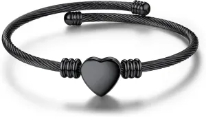 GOLDCHIC JEWELRY Personalized Heart Bracelet That Holds Pictures for Women, Stainless Steel Custom Adjustable Link Locket Bracelets in Gold/Black Customized Gifts for Mother Wife Loved One