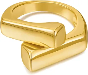 Gold/Silver Chunky Open Ring Adjustable Fashion Statement Ring for Women Ladies