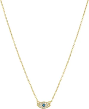 gorjana - Evil Eye Pendant Necklace - 18K Gold Plated - Adjustable Link Chain wITH White CZ and London Blue Nanogem Talisman - Perfect for Layering - Long-Lasting