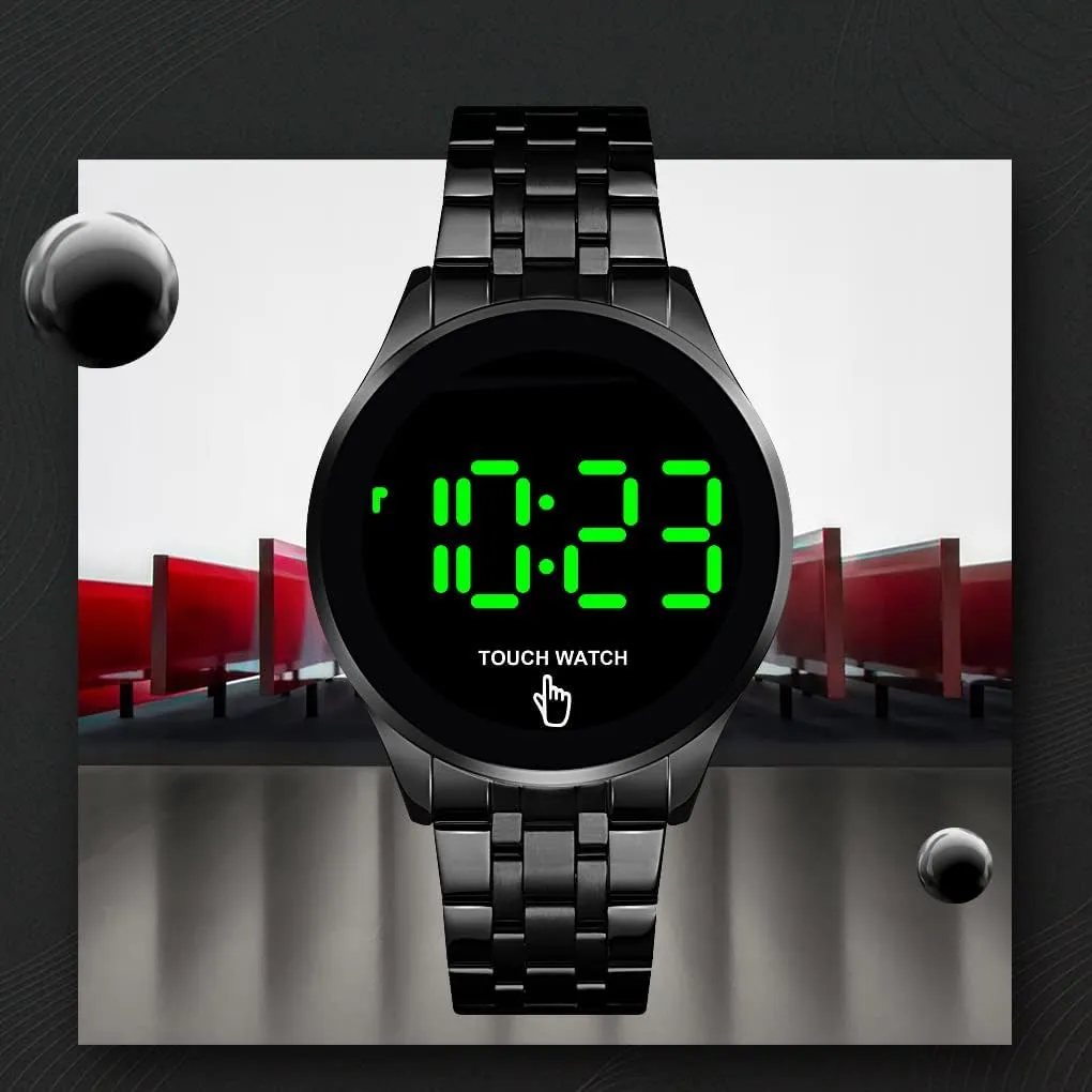 Gosasa Touch Screen Digital LED Waterproof Men Womens Sport Casual Stainless Steel Wrist Watch