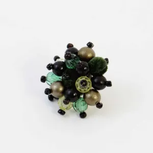 Green Beaded Cluster Ring