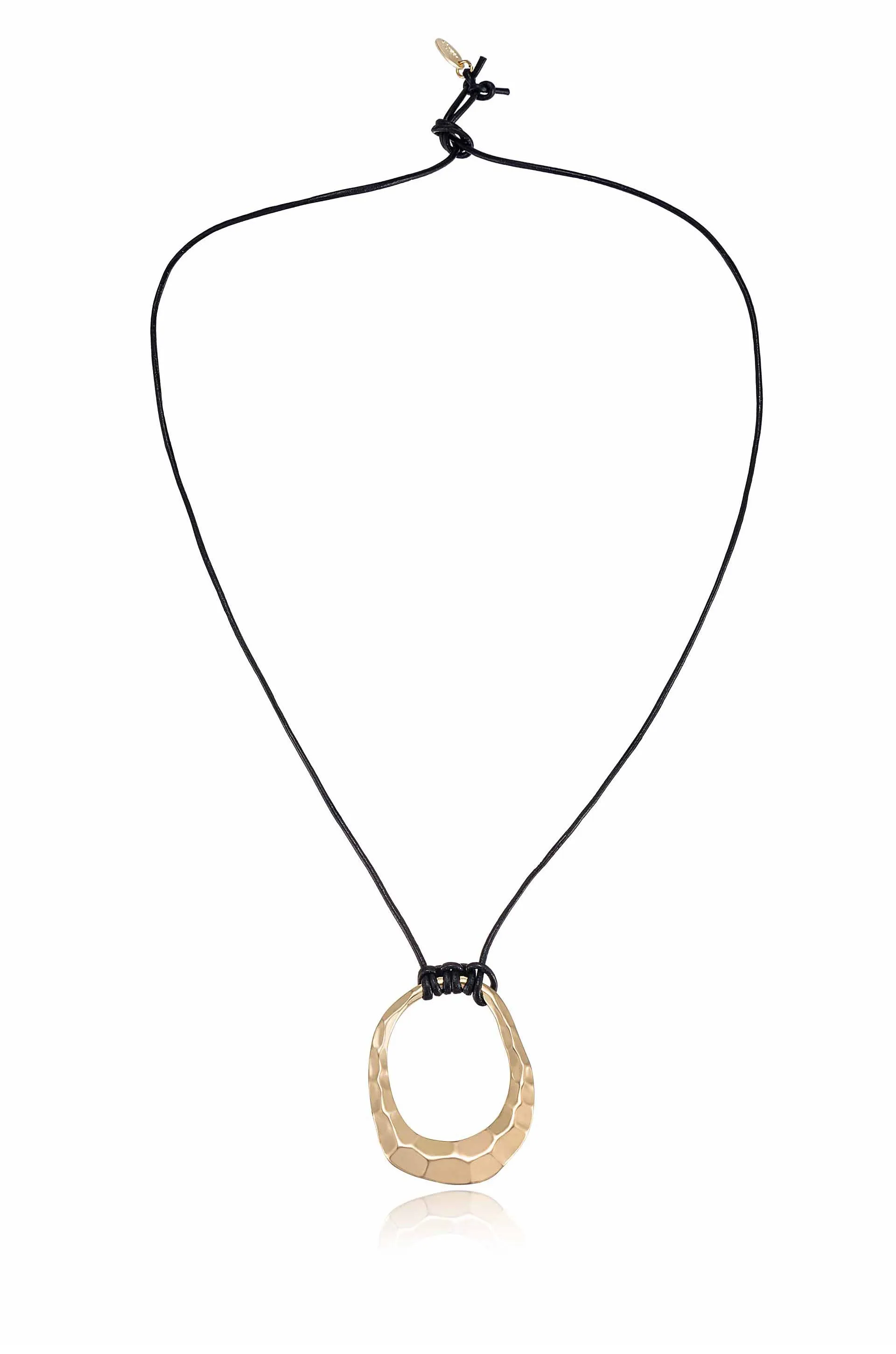 Hammered Golden Loop Pendant 18k Gold Plated Necklace