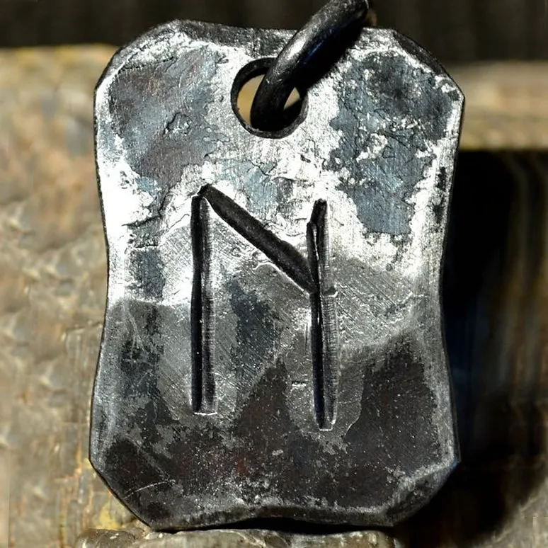 Hand Forged Steel Rune Pendants