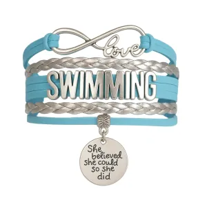 Handmade Custom Swim Bracelet- Girls Swimming Bracelet- Swim Jewelry - Gift For Swimmers