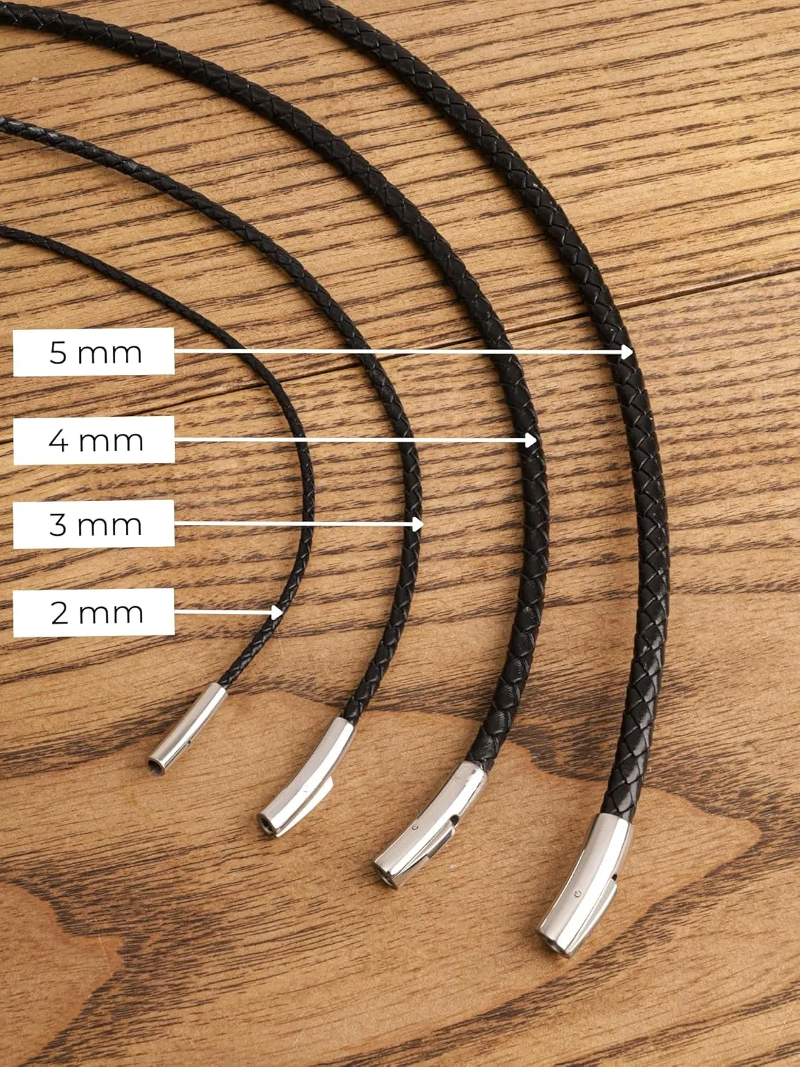 HAQUIL Waterproof Braided Leather Cord Chain Necklace for Pendant, Jewelry Gift for Men and Women - 16/18/20/22/24/26/28/30" 2/3/4/5mm