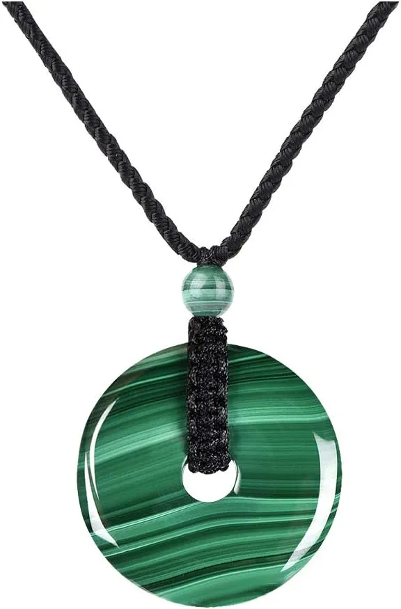 HASKARE Genuine Stone Pendant Gemstone Chakra Jewelry Healing Crystal Necklace Adjustable 0"-27"