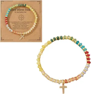 Healing Candy Crystal Beaded Stretch Bracelet for Women,Handmade Boho Colorful Roundel Energy Stones Bracelet Fashion Summer Beach Jewelry Gift Friendship